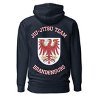 Product mockup: Brandenburg Jiu-Jitsu Team Hoodie, back.
