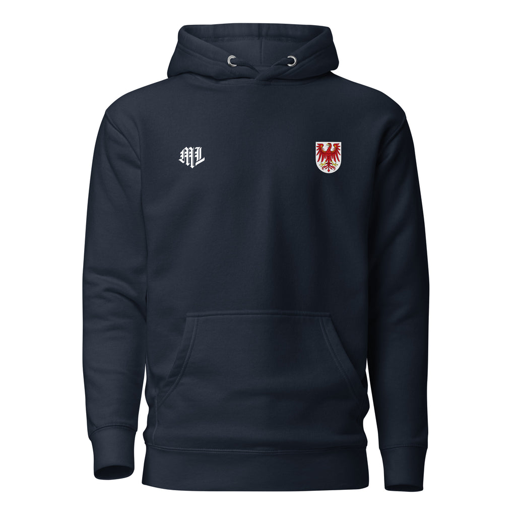 Product mockup: Brandenburg Jiu-Jitsu Team Hoodie, front.